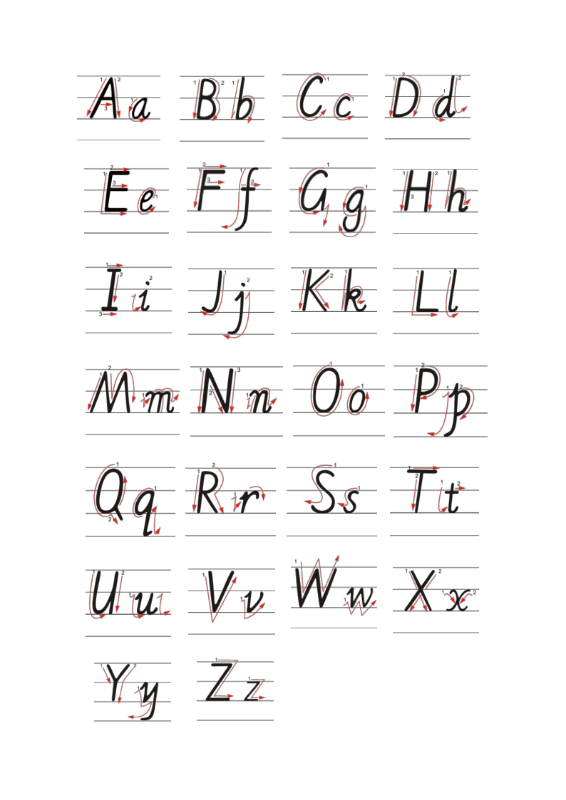 英语字母书写范例(手写体)