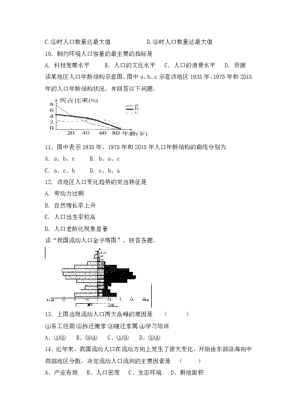 人口的变化试题_高一地理必修2 人口的数量变化 检测试题(3)
