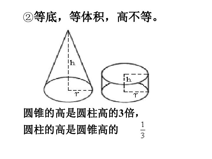 人教版 六年级下册数学 3.圆柱与圆锥 整理与复习 圆锥体积(等底.