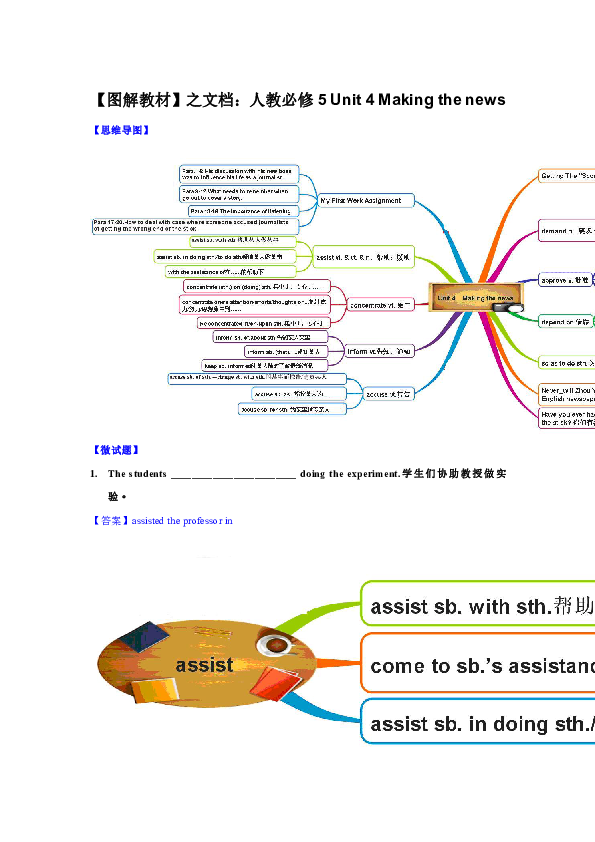 【图解教材】之文档:人教必修5 unit 4 making the news【思维导
