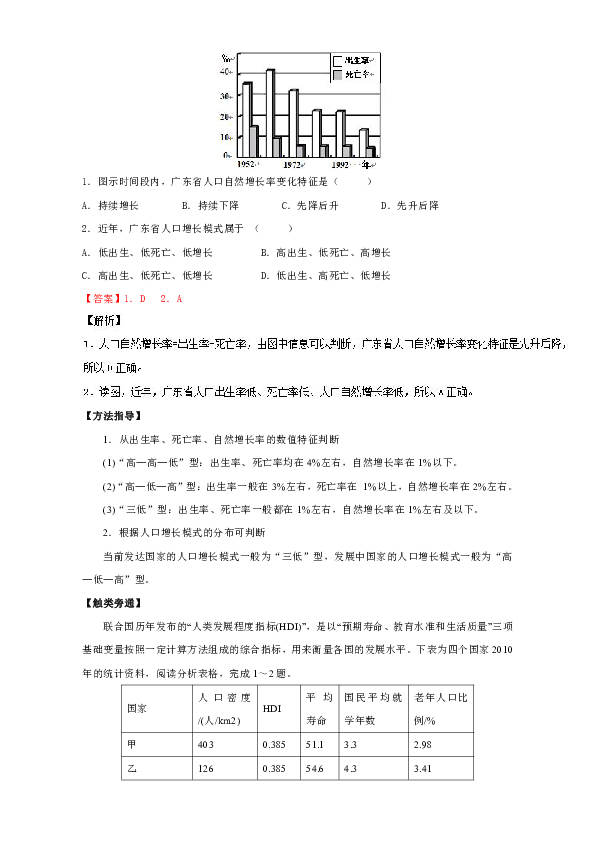 人口增长模式判断数值_人口增长模式的判读