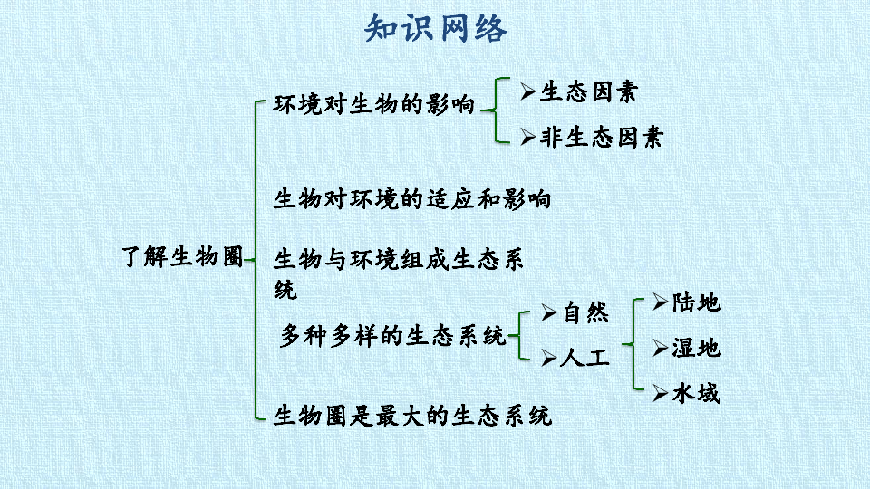 鲁科版(五四学制)六年级生物上册:第一单元 第二章 了解生物圈 复习