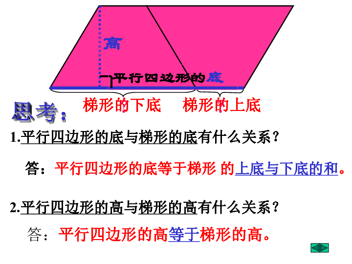 平行四边形的高与梯形的高有什么关系?平行四边形的底?