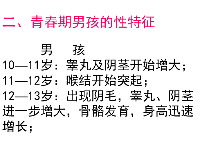 初中生(男生)青春期教育讲座课件