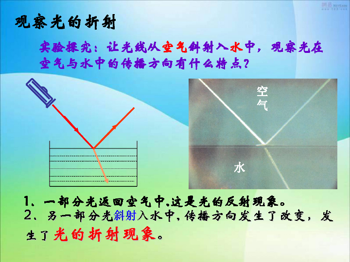 粤沪版八年级上册3.4《探究光的折射规律》ppt课件