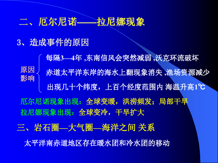 5.2 第二节 海~气相互作用与厄尔尼诺-拉尼娜现象