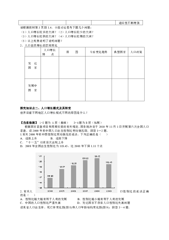 人口的数量变化导学案答_中国人口数量变化图(2)